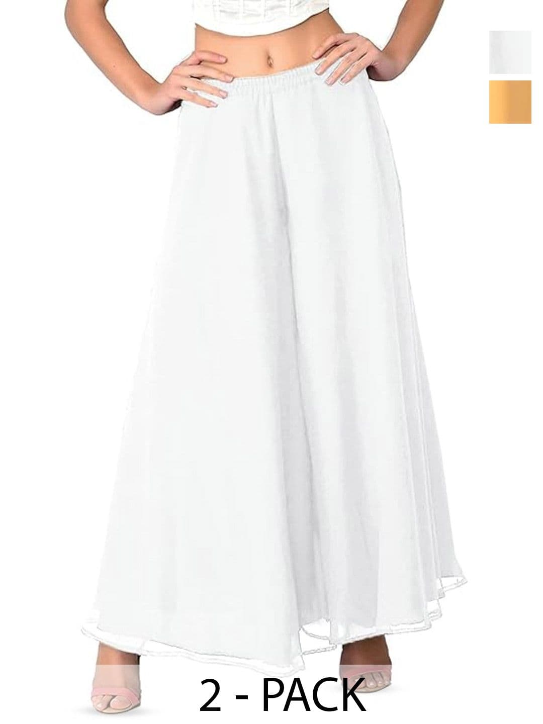 ERUDITE CLUB Women 2 Flared Georgette Ethnic Palazzos - view 1
