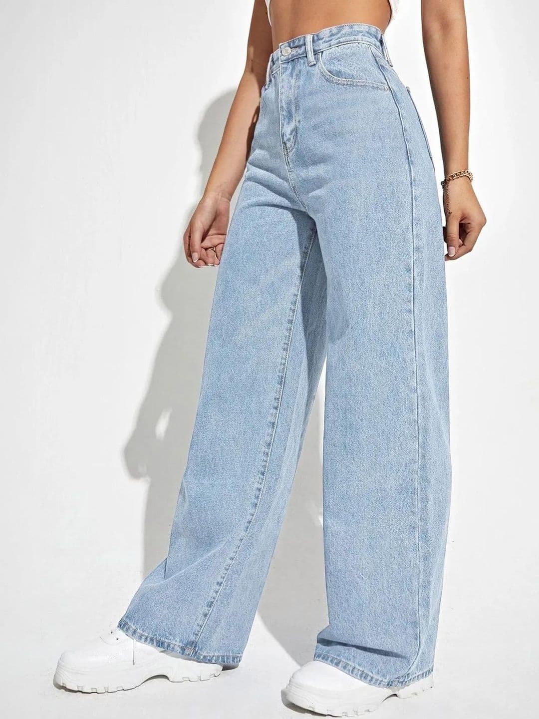 Kotty Women Classic Wide Leg High-Rise Light Fade Stretchable Jeans - view 1