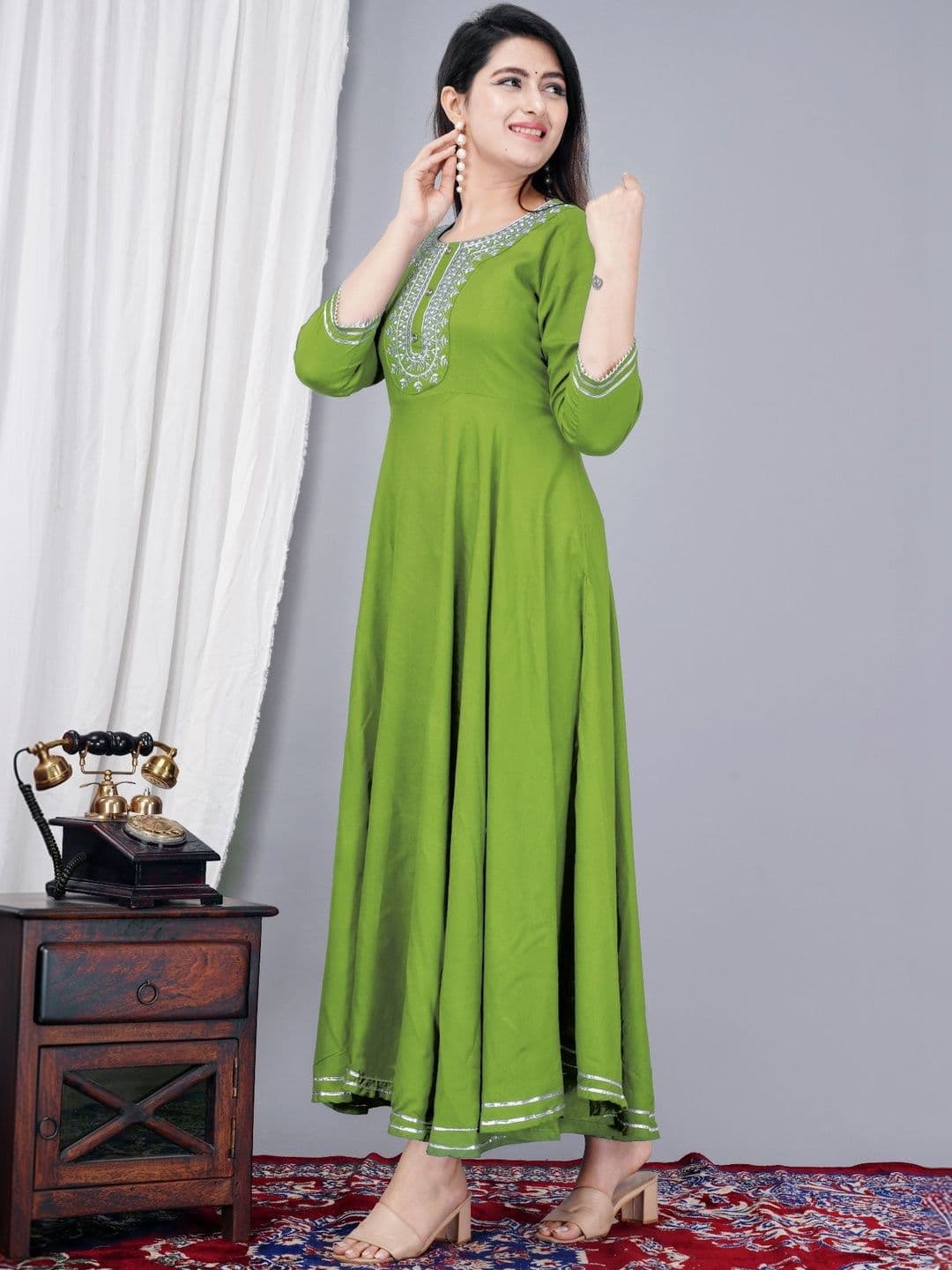 Nikhat Women Thread Work Anarkali Kurta - view 1