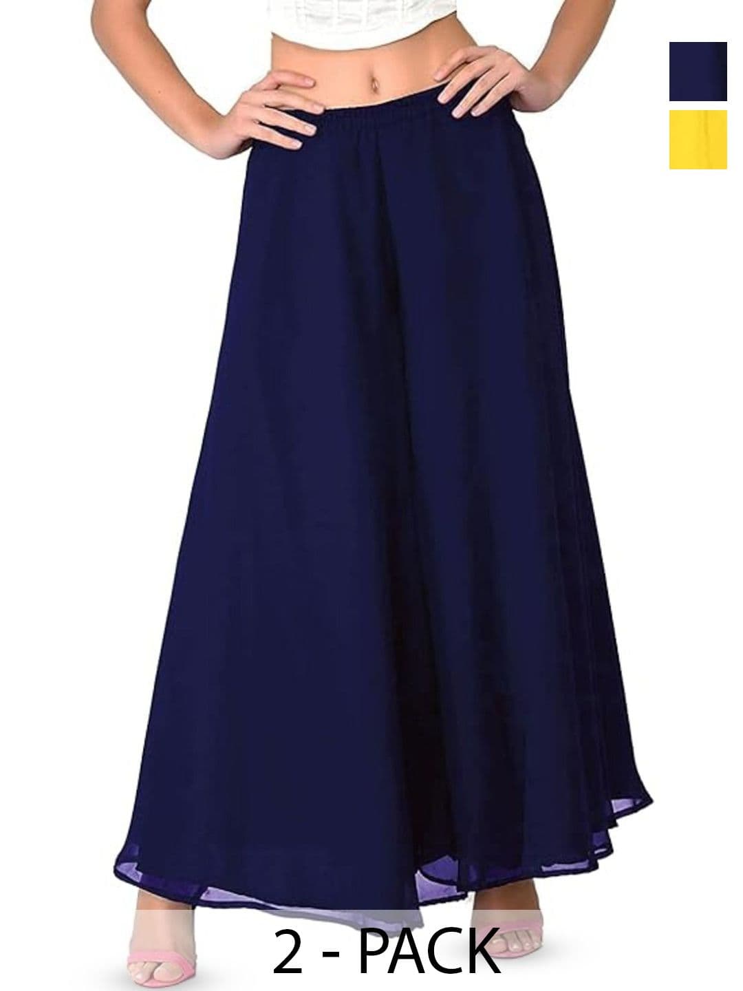 ERUDITE CLUB Women 2 Flared Georgette Ethnic Palazzos - view 1