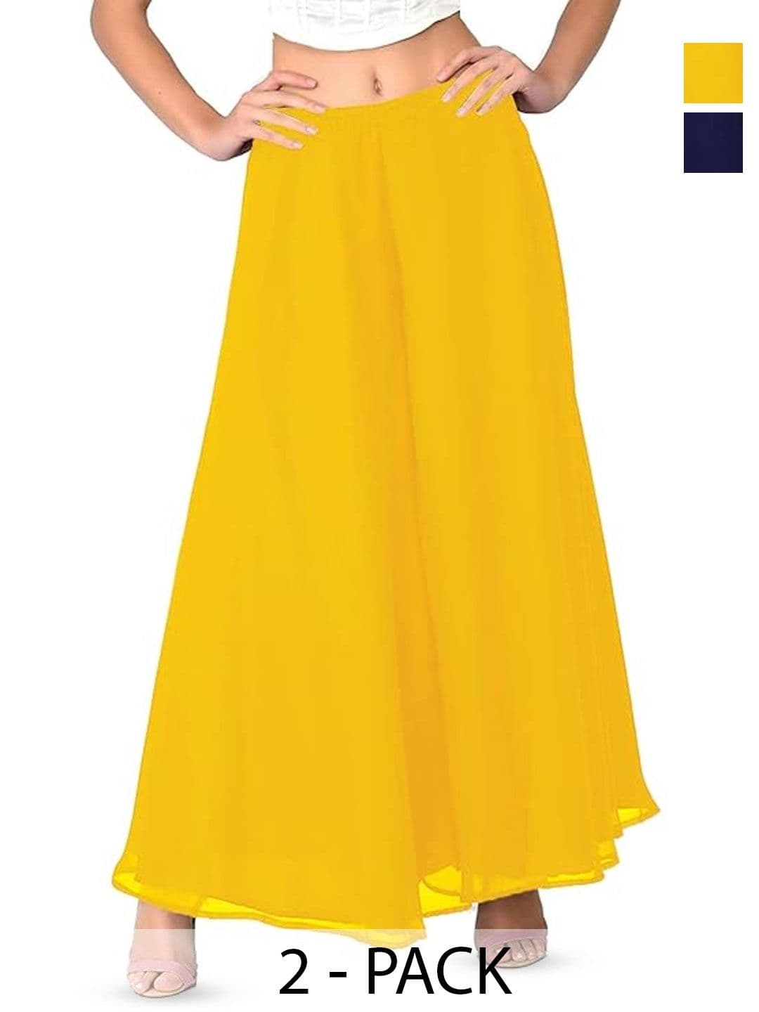 ERUDITE CLUB Women 2 Flared Georgette Ethnic Palazzos - view 1