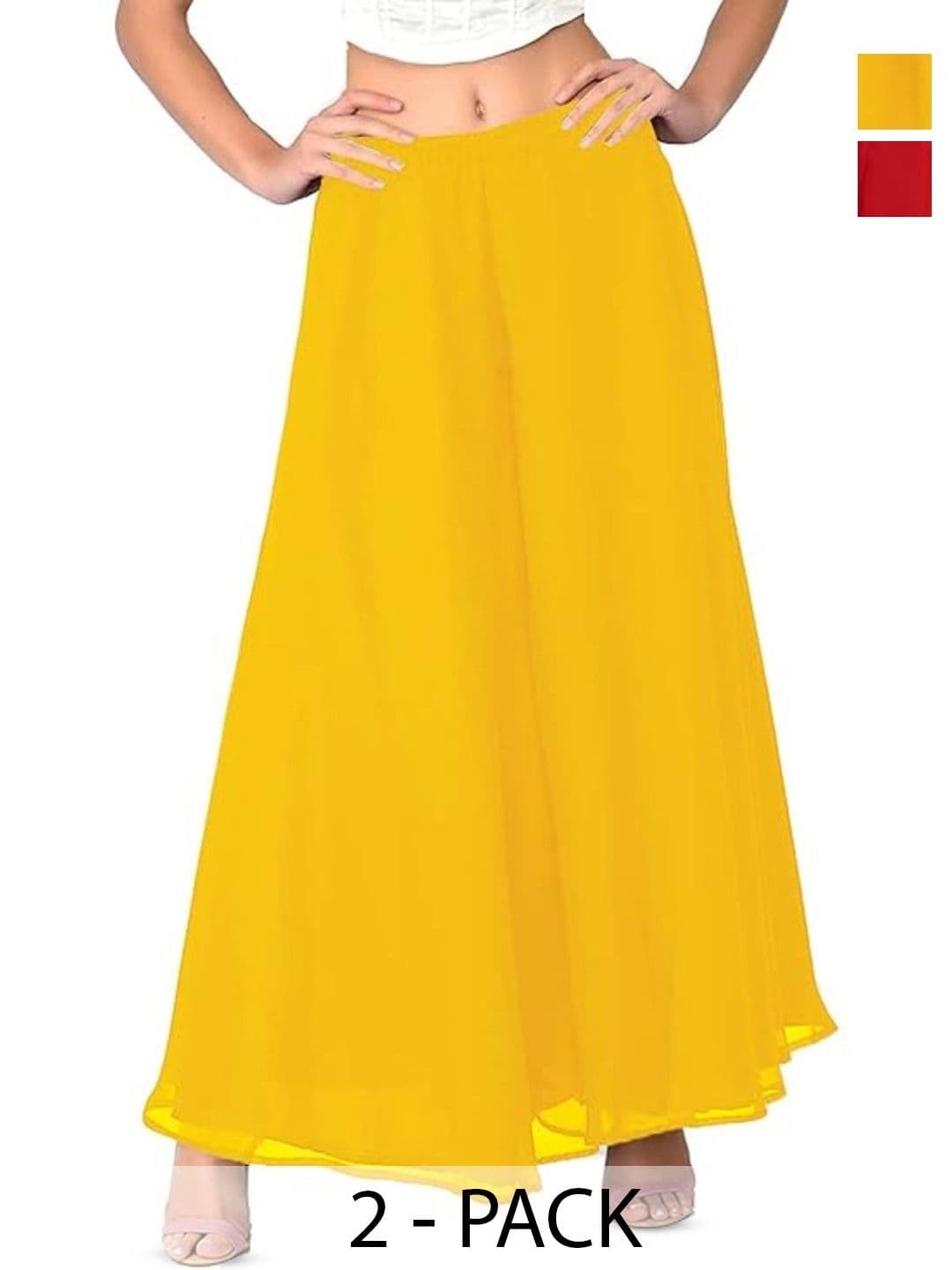 ERUDITE CLUB Women 2 Flared Georgette Ethnic Palazzos - view 1