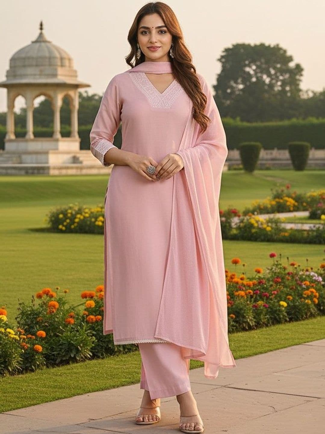 SZN Women Floral Regular Kurta with Trousers & With Dupatta - view 1