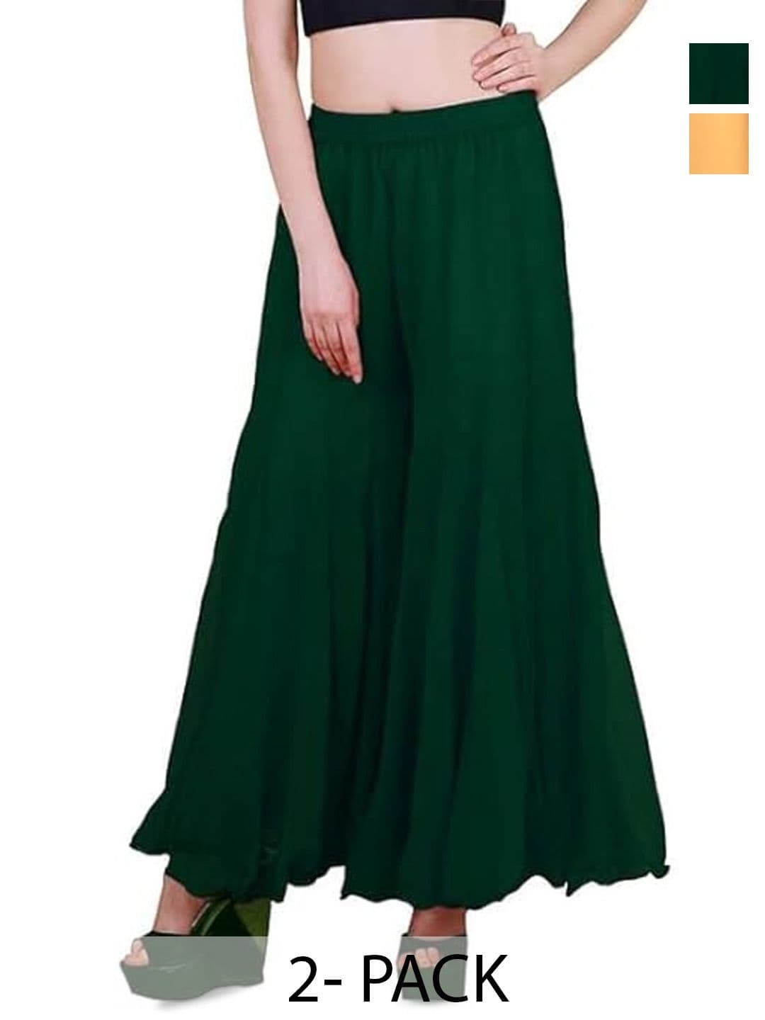 Aura Glam Women 2 Flared Georgette Palazzos - view 1
