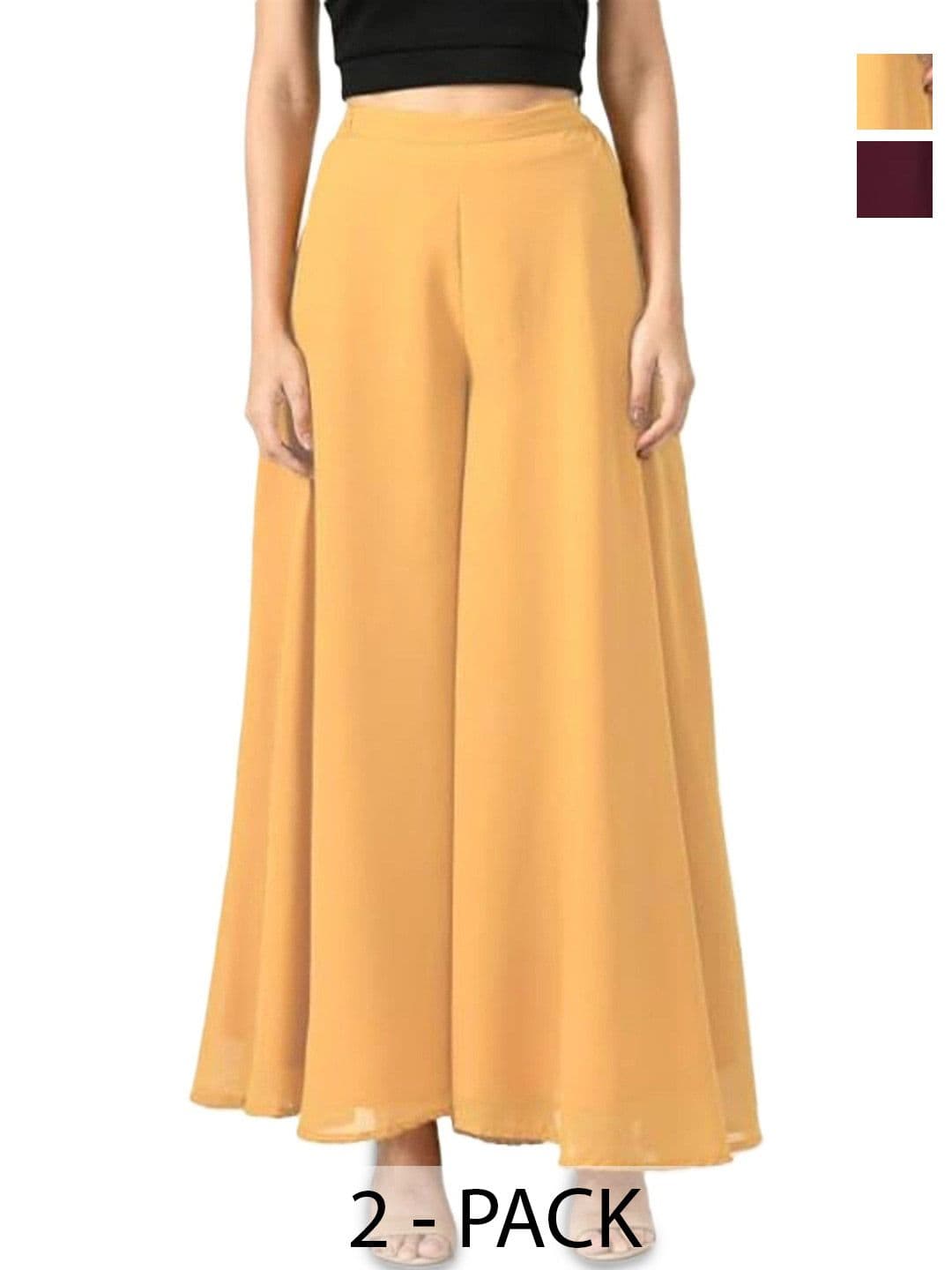 ERUDITE CLUB Women 2 Flared Georgette Ethnic Palazzos - view 1