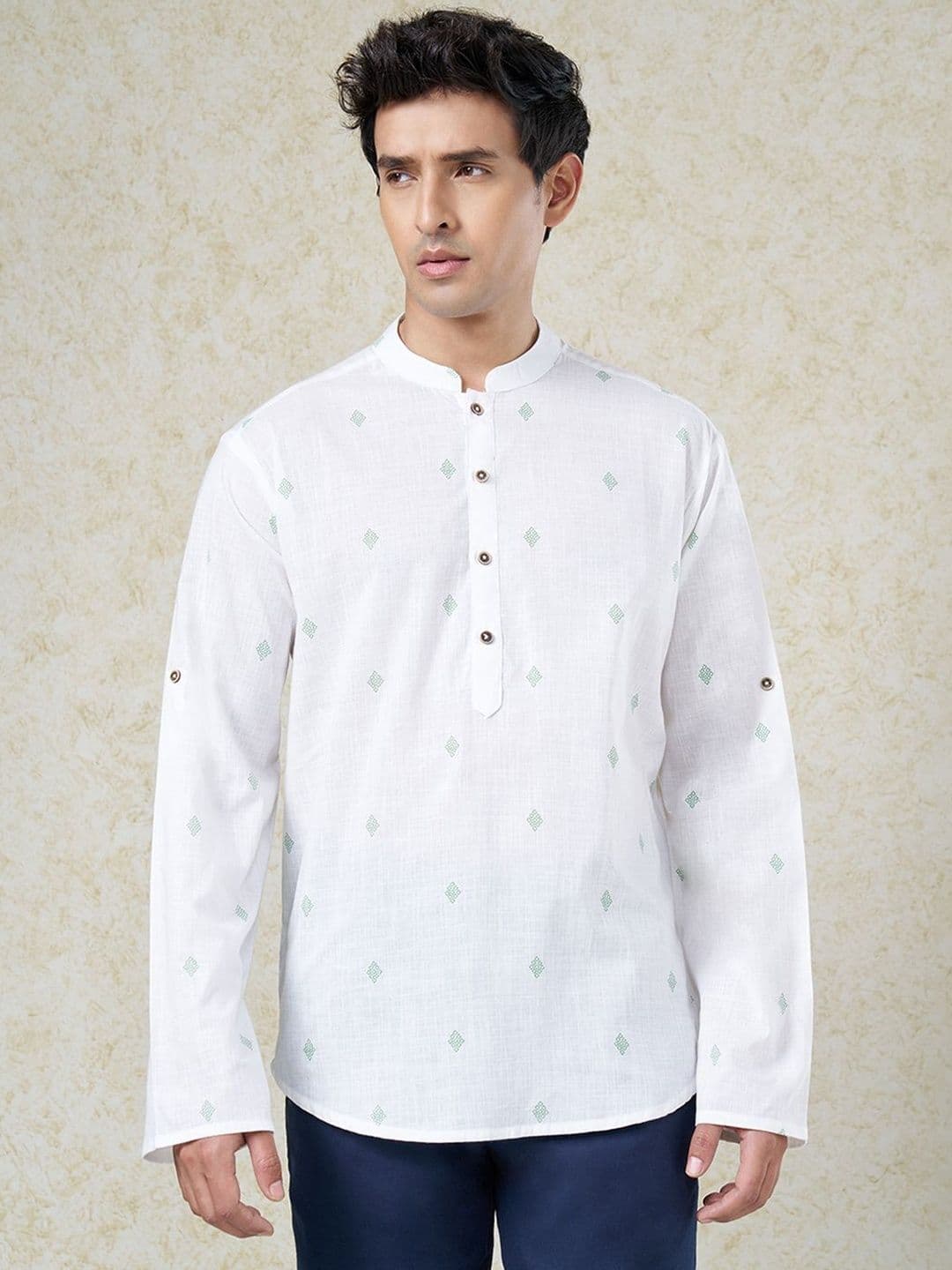 indus route by Pantaloons Men Printed Thread Work Anarkali Kurta - view 1