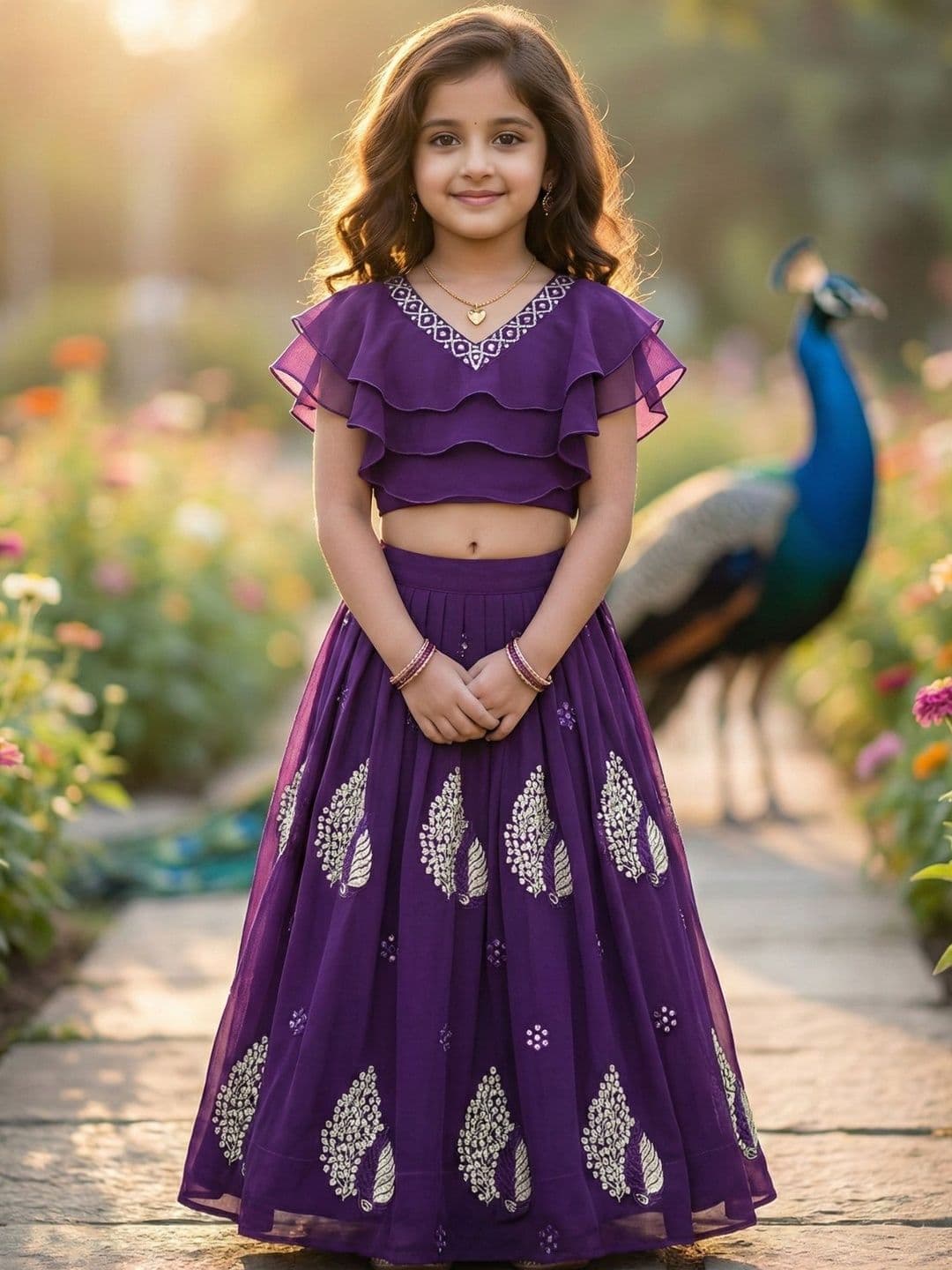 KALINI Girls Embellished Sequinned Ready to Wear Lehenga & - view 1