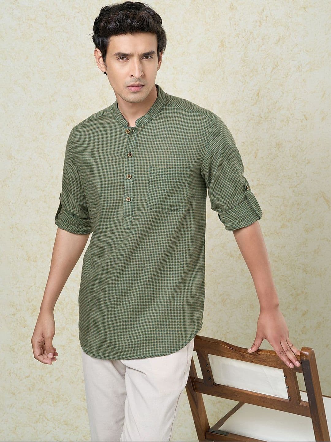 indus route by Pantaloons Men Thread Work Pathani Kurta - view 1