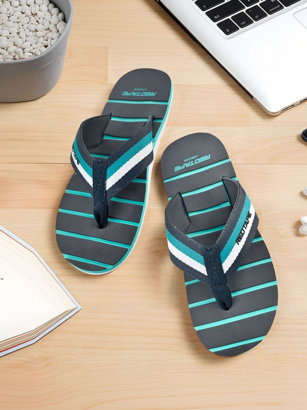 Red Tape Men Striped Thong Flip-Flops - view 1