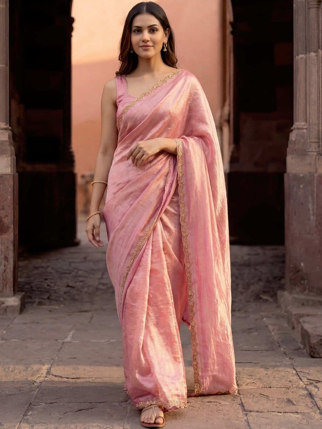 kasee Beads and Stones Silk Blend Saree - view 1