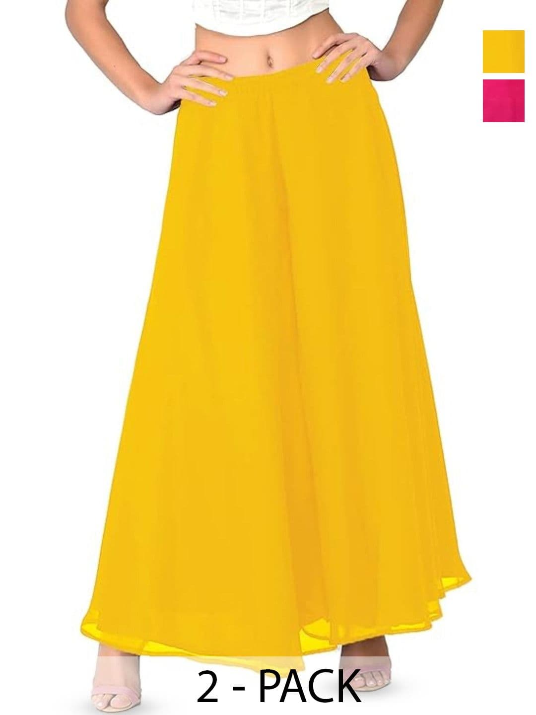 AFFLEON Women 2 Flared Georgette Ethnic Palazzos - view 1