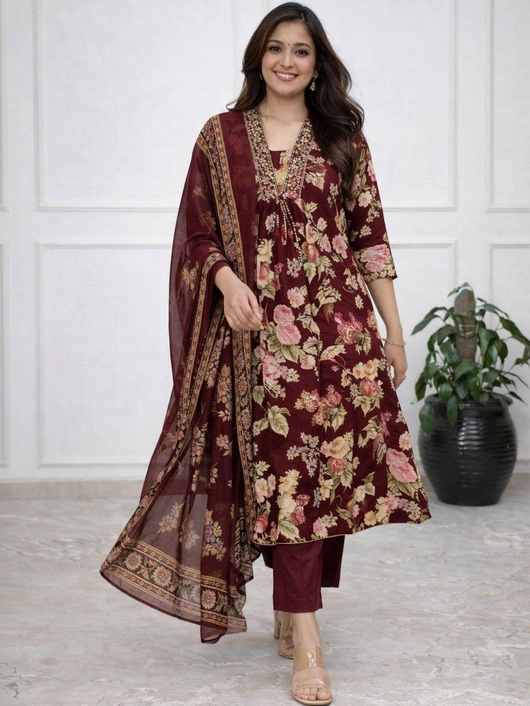 Jikonet Women Floral Printed Regular Kurta with Trousers & With Dupatta - view 1