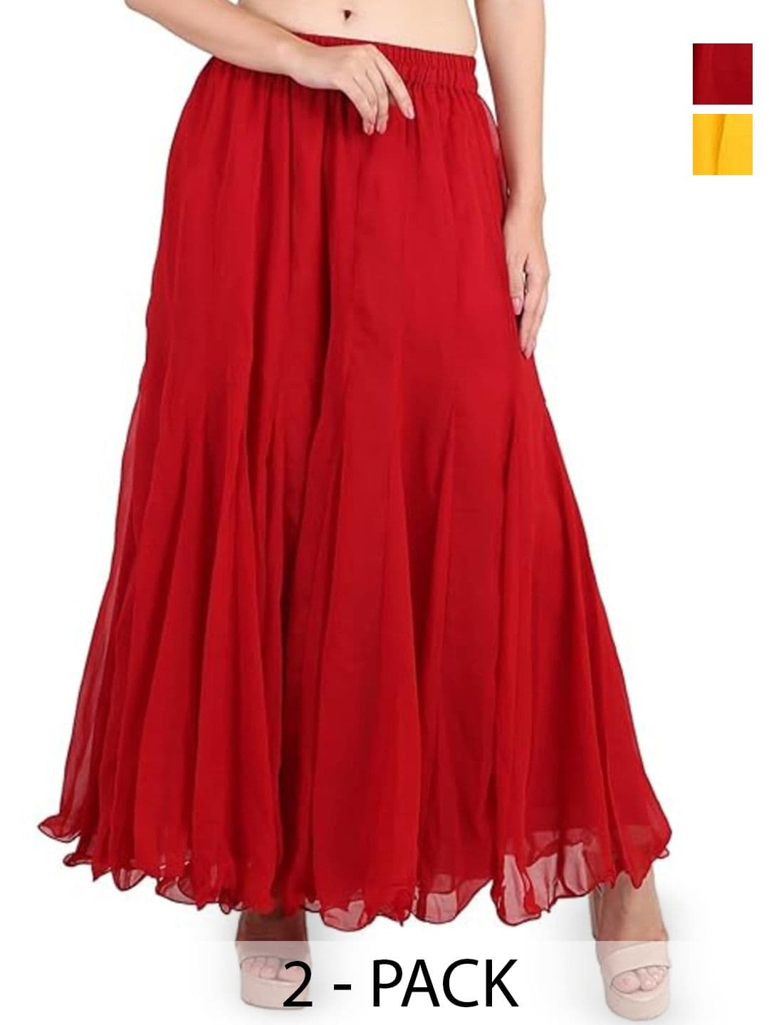 Aura Glam Women 2 Flared Georgette Ethnic Palazzos - view 1