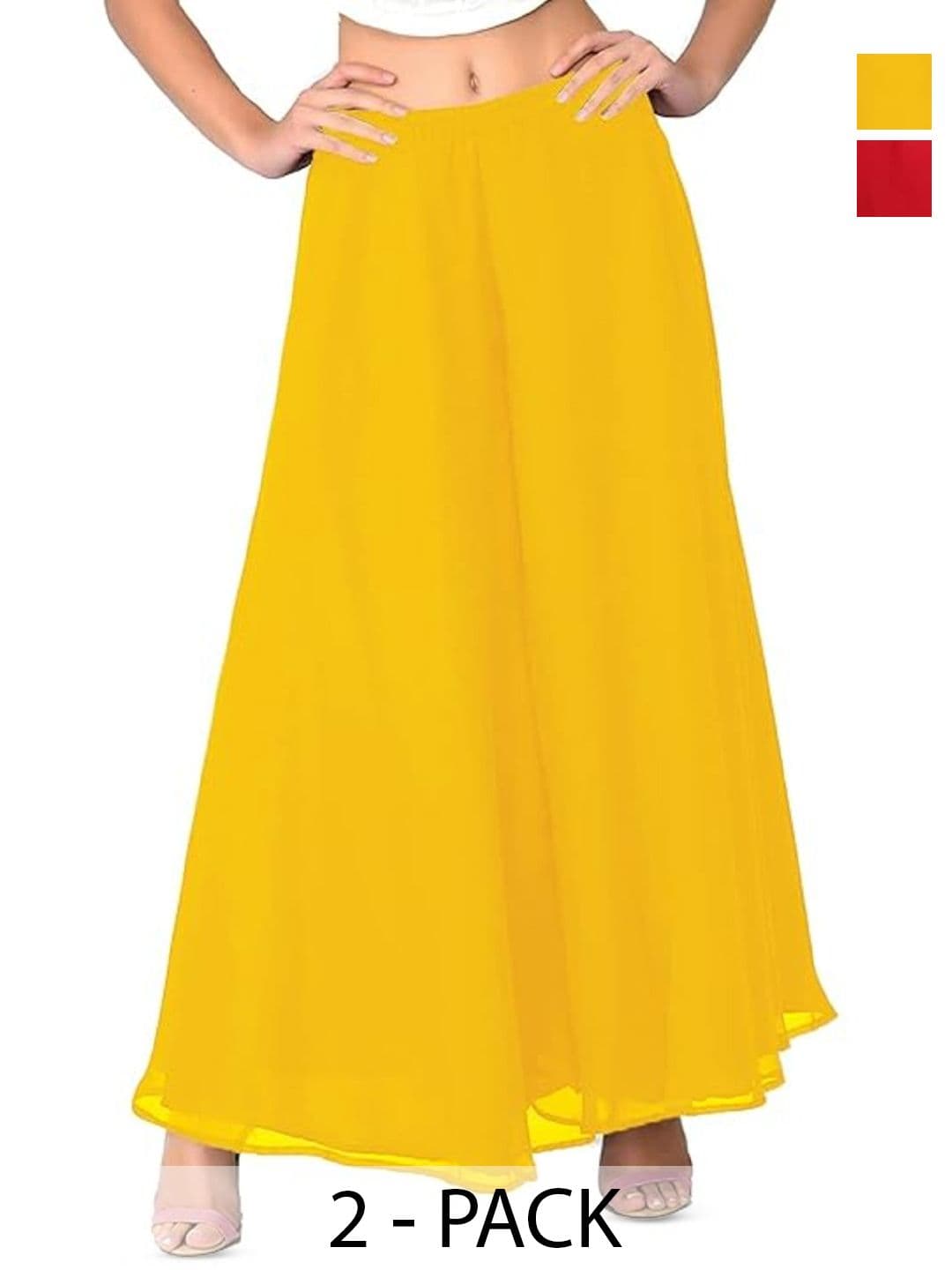 Aura Glam Women 2 Flared Georgette Ethnic Palazzos - view 1