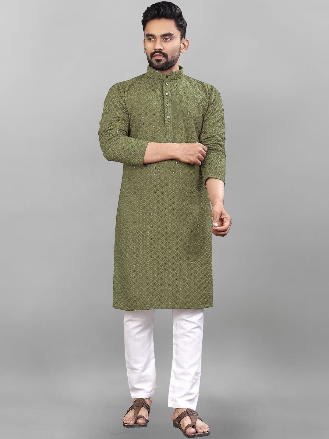 HERE&NOW Men Embellished Handloom Kurta - view 1