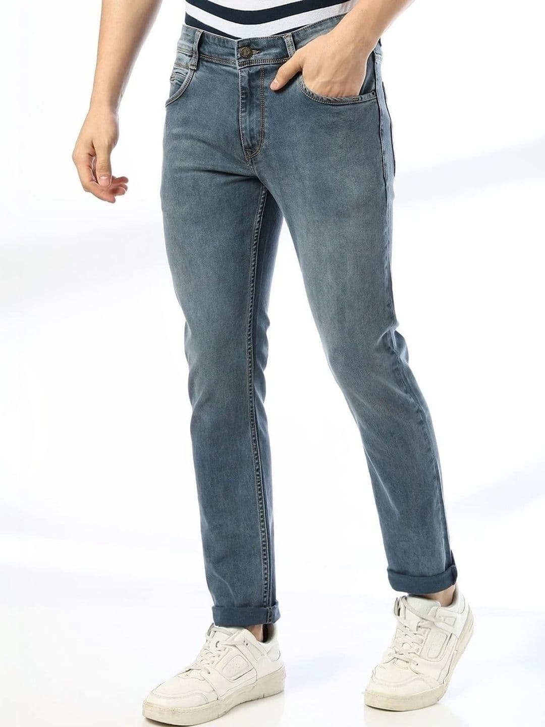 John Players Men Slim Fit Mid-Rise Light Fade Stretchable Jeans - view 1