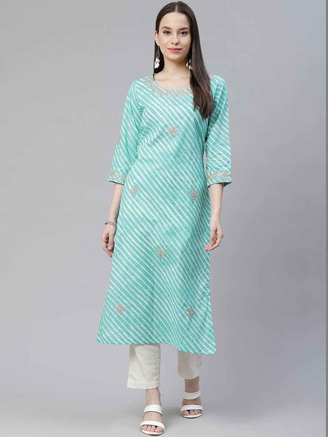 Anouk Rustic Women Leheriya Printed Gotta Patti Kurta - view 1