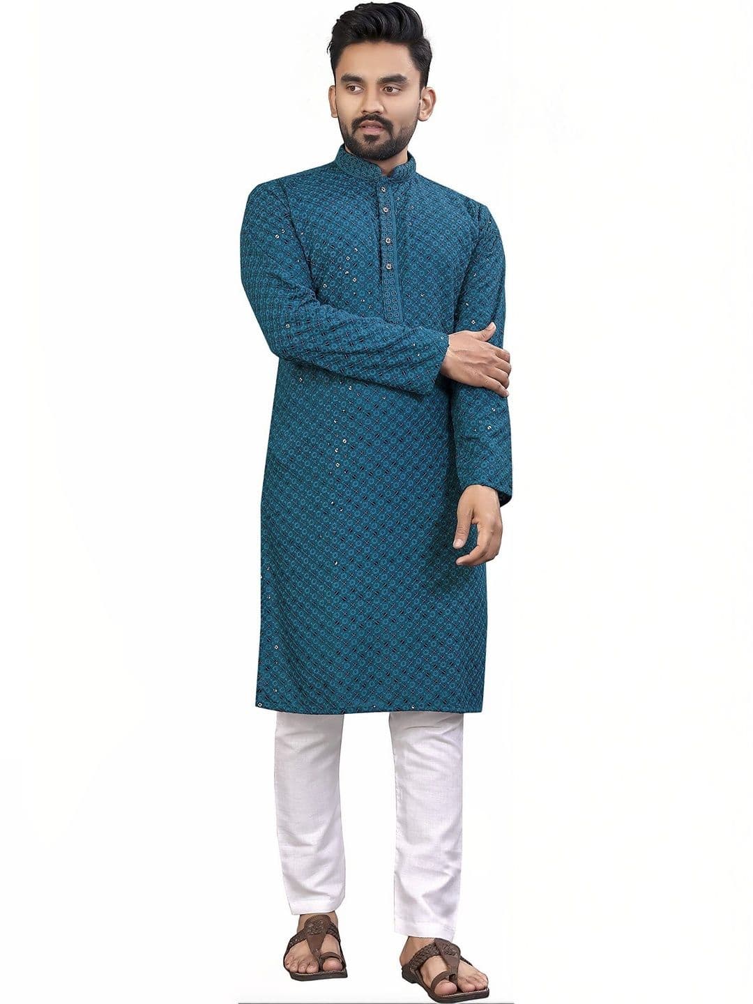 HERE&NOW Men Embellished Handloom Kurta - view 1