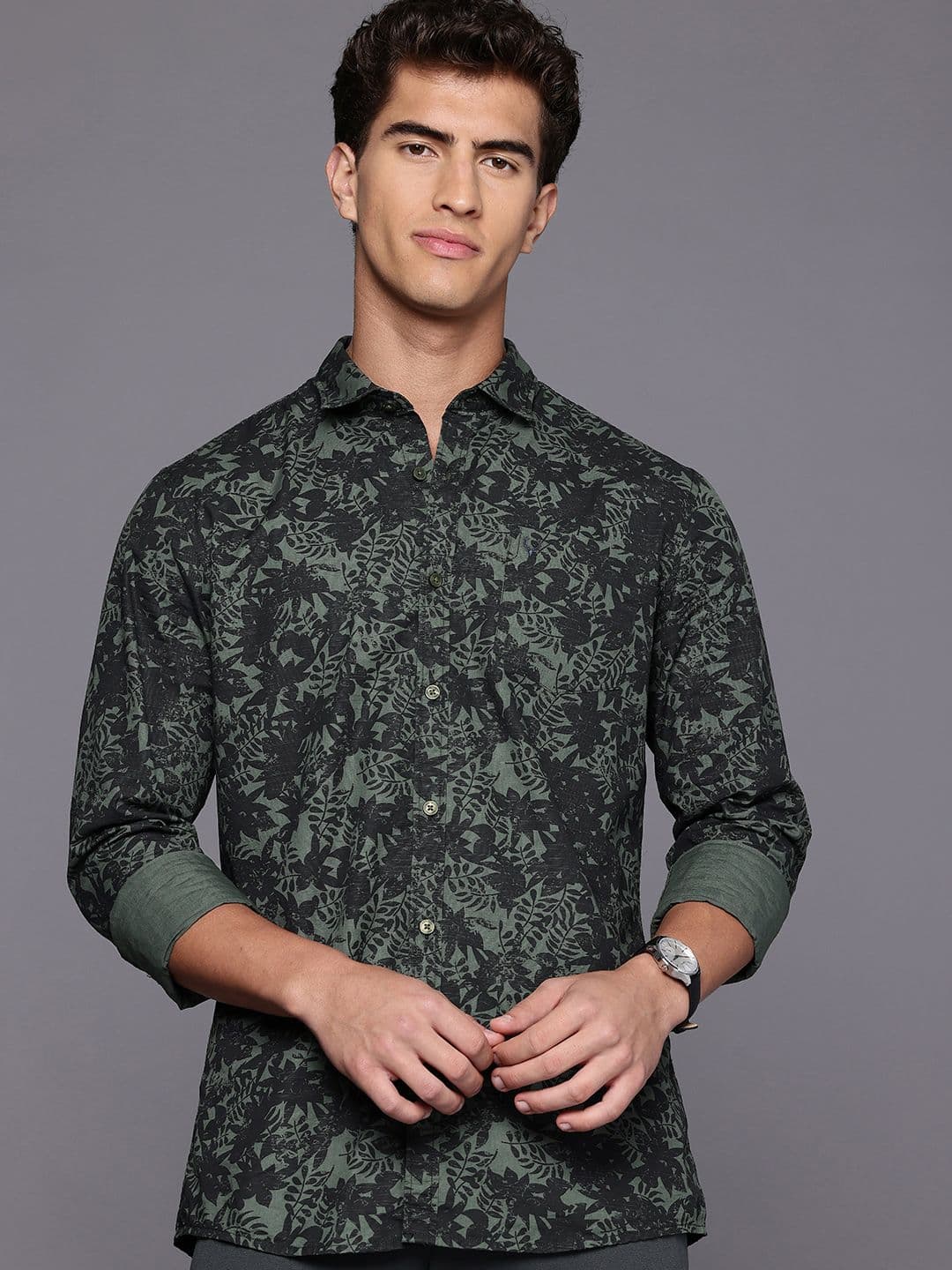 Allen Solly Custom Fit Floral Printed Pure Cotton Casual Shirt - view 1