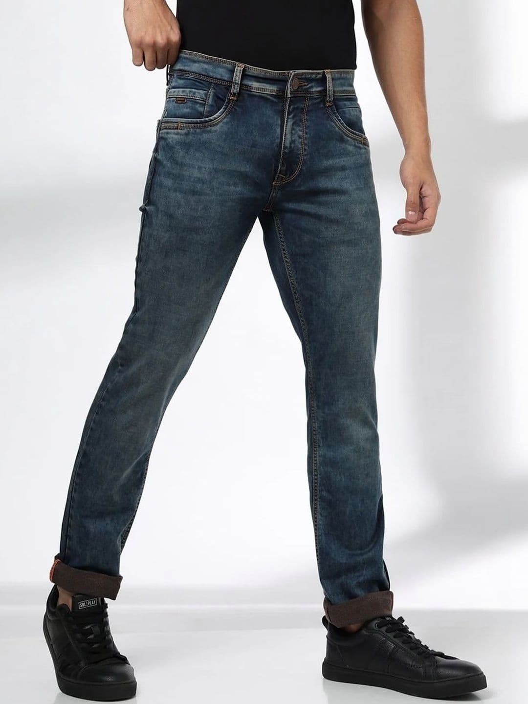 John Players Men Slim Fit Mid-Rise Light Fade Stretchable Jeans - view 1
