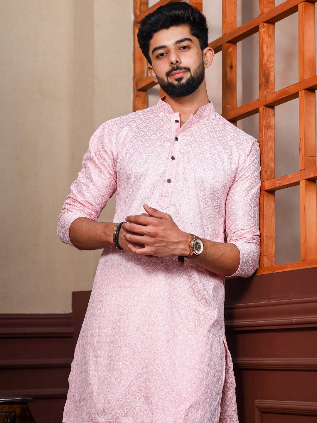 HERE&NOW Men Printed Handloom Kurta - view 1