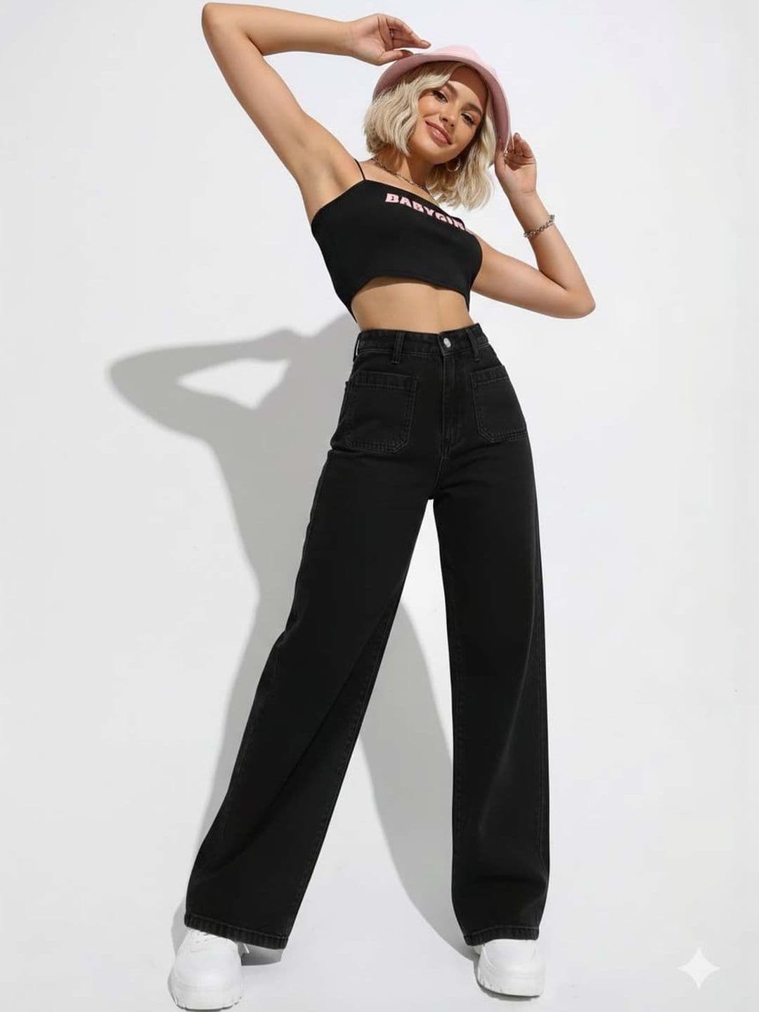 Stylecast X Kotty Women Cropped Wide Leg High-Rise Stretchable Jeans - view 1