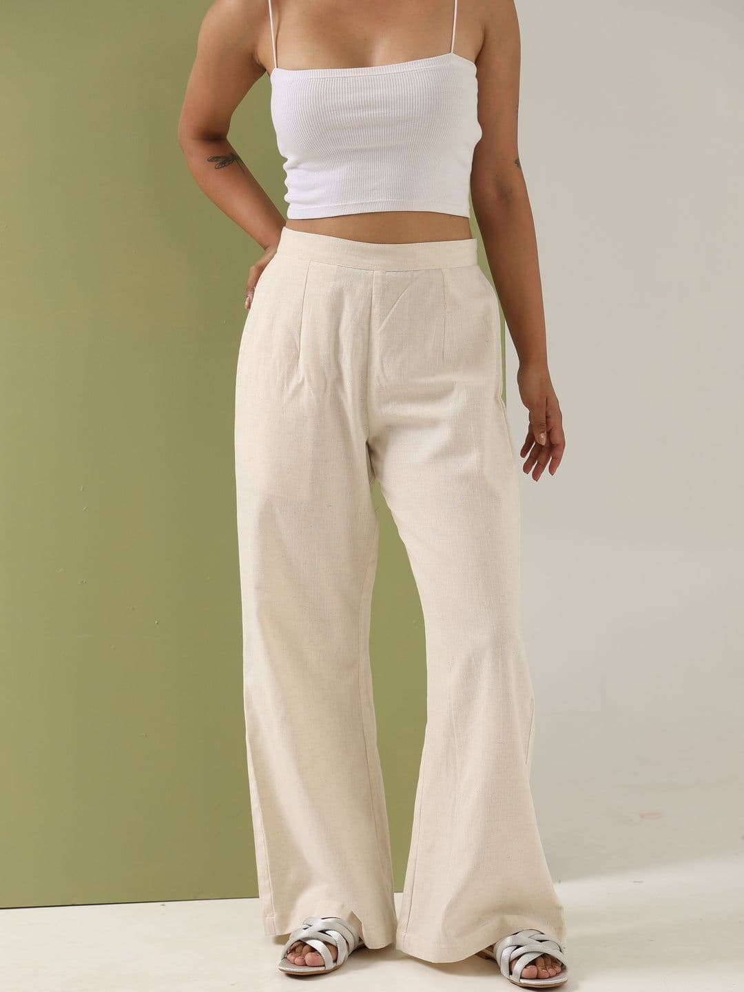 SUGNAA Women Relaxed Straight Leg Flared High-Rise Trouser - view 1