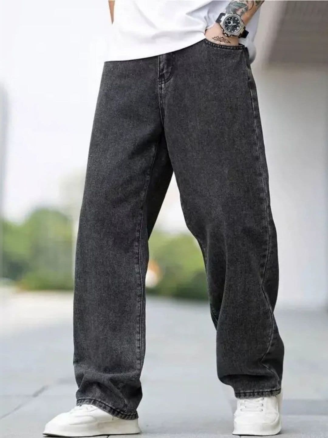 BREXX Men Comfort Wide Leg Mid-Rise Light Fade Stretchable Jeans - view 1