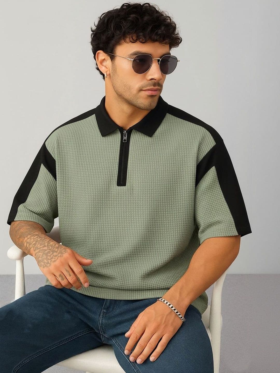 R.Code by The Roadster Life Co. Men Polo Collar T-shirt - view 1