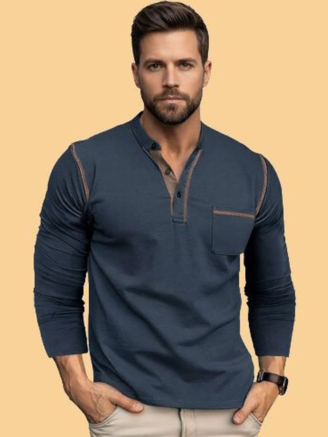 REYA Men Henley Neck Pockets T-shirt - view 1