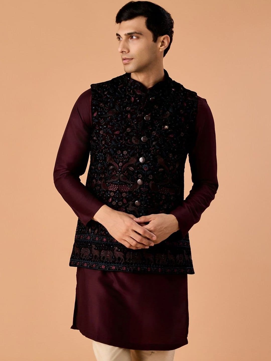 Manyavar Embroidered Nehru Jackets - view 1