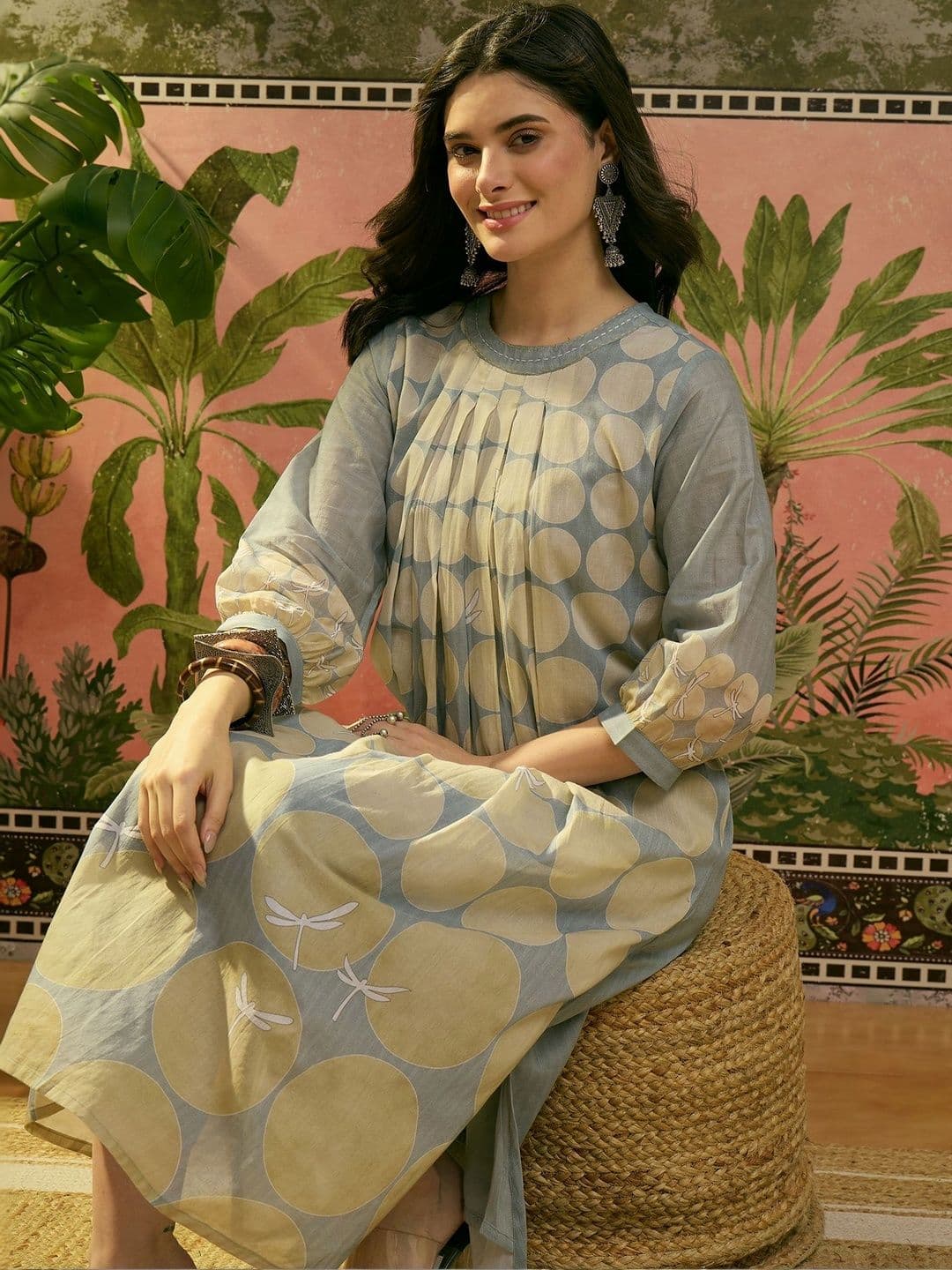 Sangria Printed Voile Round Neck Kurta & Trousers Kurta Sets - view 1
