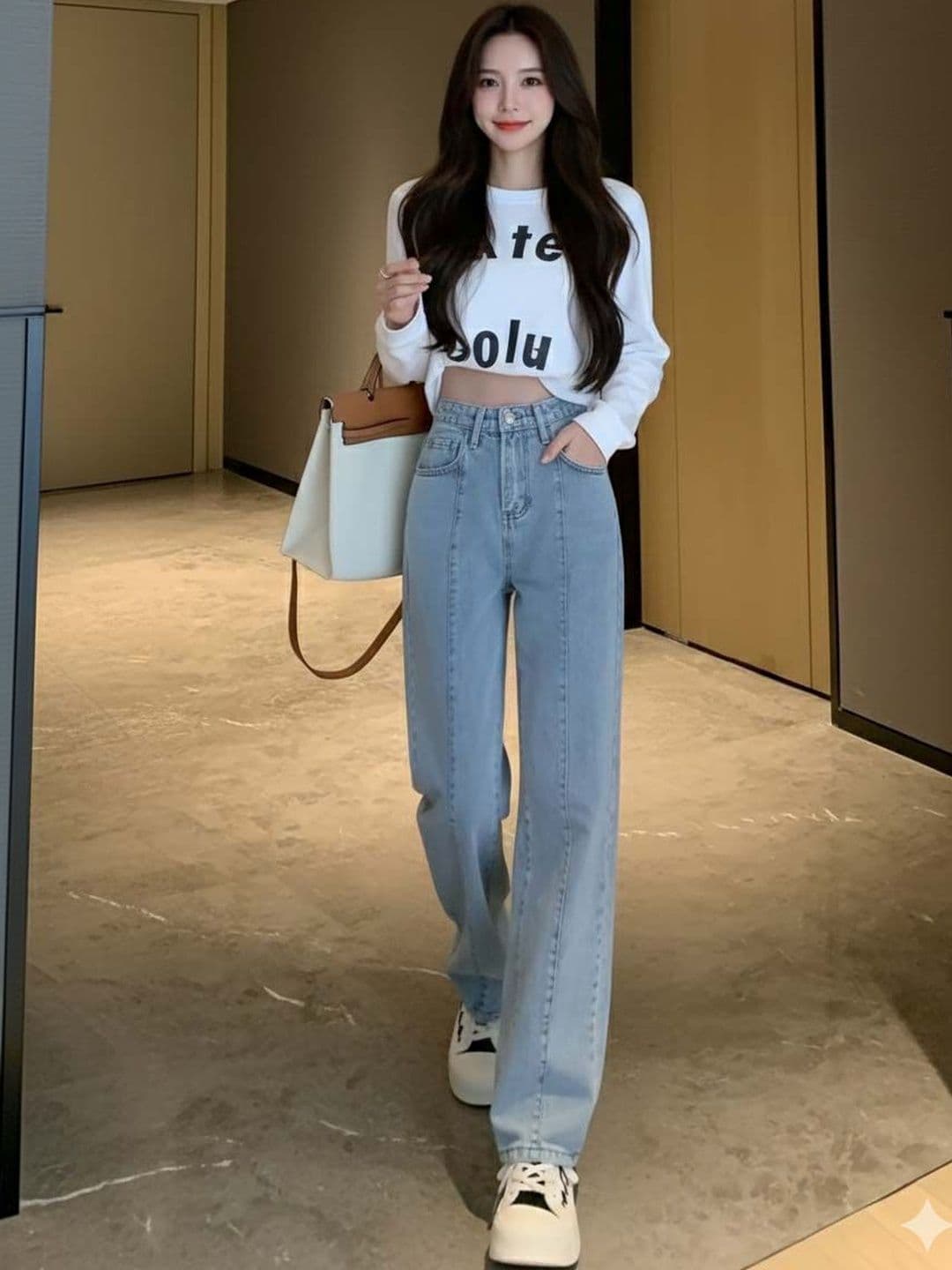 Stylecast X Kotty Women Straight Motion Man Wide Leg High-Rise Light Fade Stretchable Jeans - view 1
