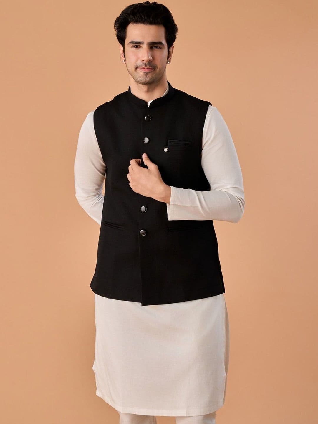 Manyavar Woven Elegance Nehru Jackets - view 1