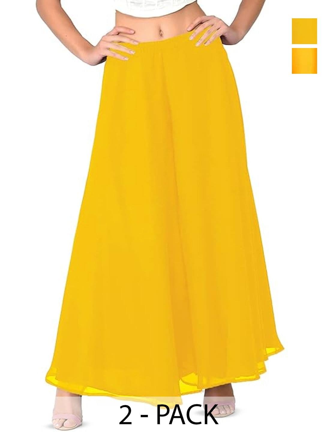 ERUDITE CLUB Women 2 Flared Georgette Ethnic Palazzos - view 1