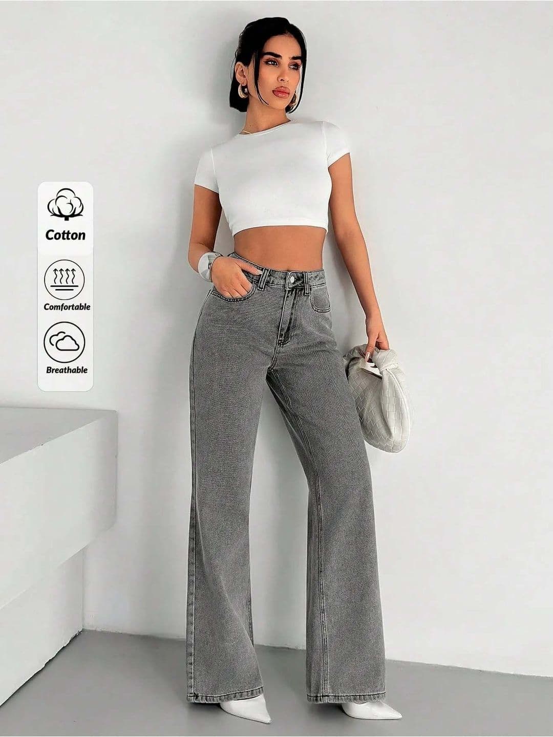 Stylecast X Kotty Women Classic Wide Leg Mid-Rise Stretchable Jeans - view 1
