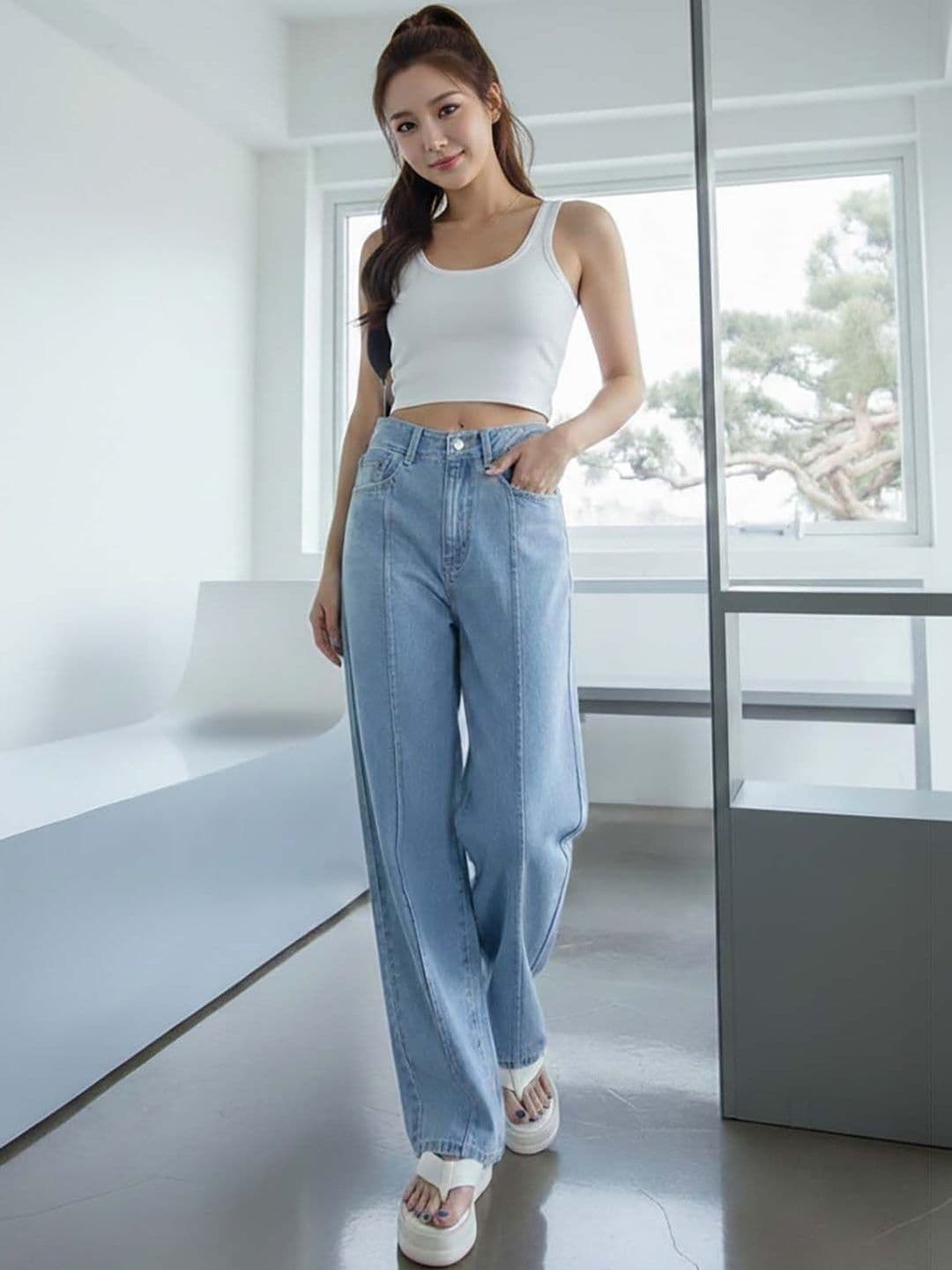 Stylecast X Kotty Women Comfort Wide Leg High-Rise Stretchable Jeans - view 1