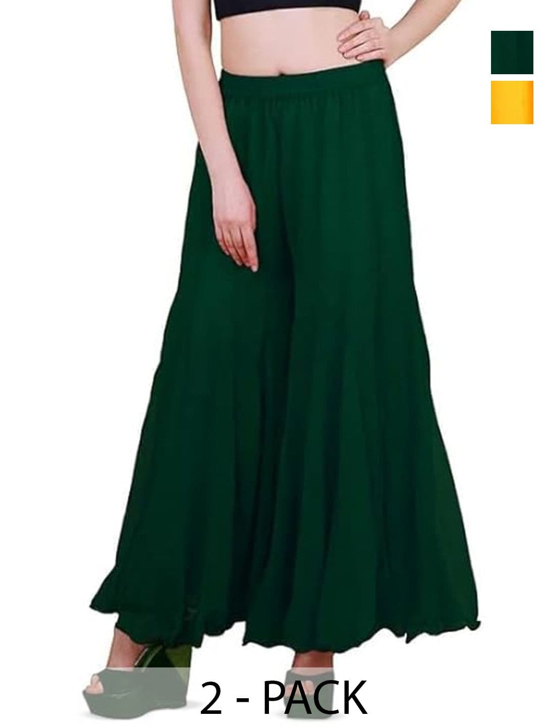 AFFLEON Women 2 Flared Georgette Ethnic Palazzos - view 1