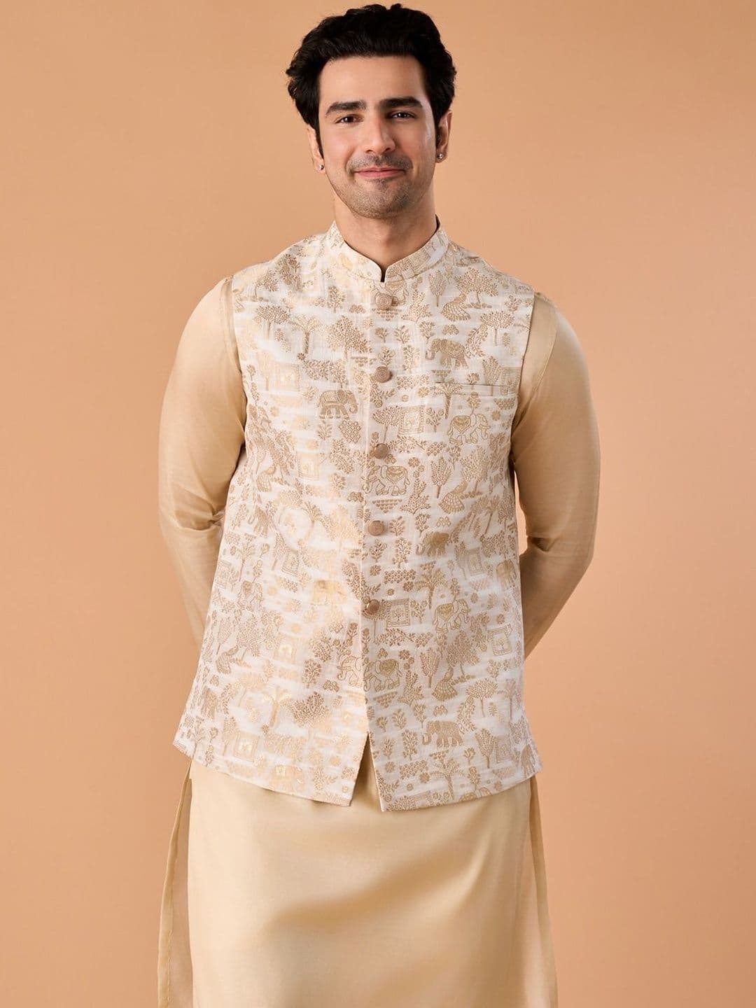 Manyavar Woven Design Nehru Jackets - view 1