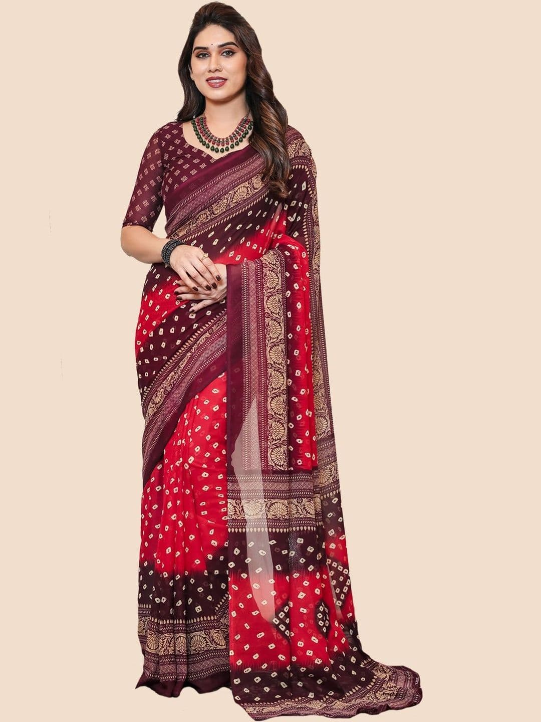 SZN Bandhani Poly Georgette Saree - view 1