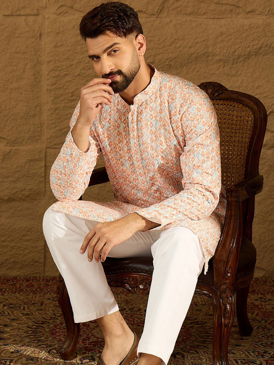 Ethnic Bay Men Geometric Printed Kurta - view 1