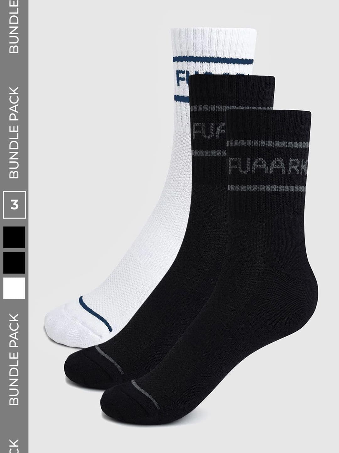 FUAARK Men Pack of 3 Cotton Blend Colourblocked Calf Length Socks - view 1