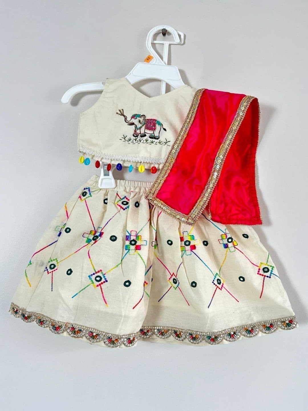 Mini Maana Girls Embroidered Thread Work Ready to Wear Lehenga & Blouse With Dupatta - view 1