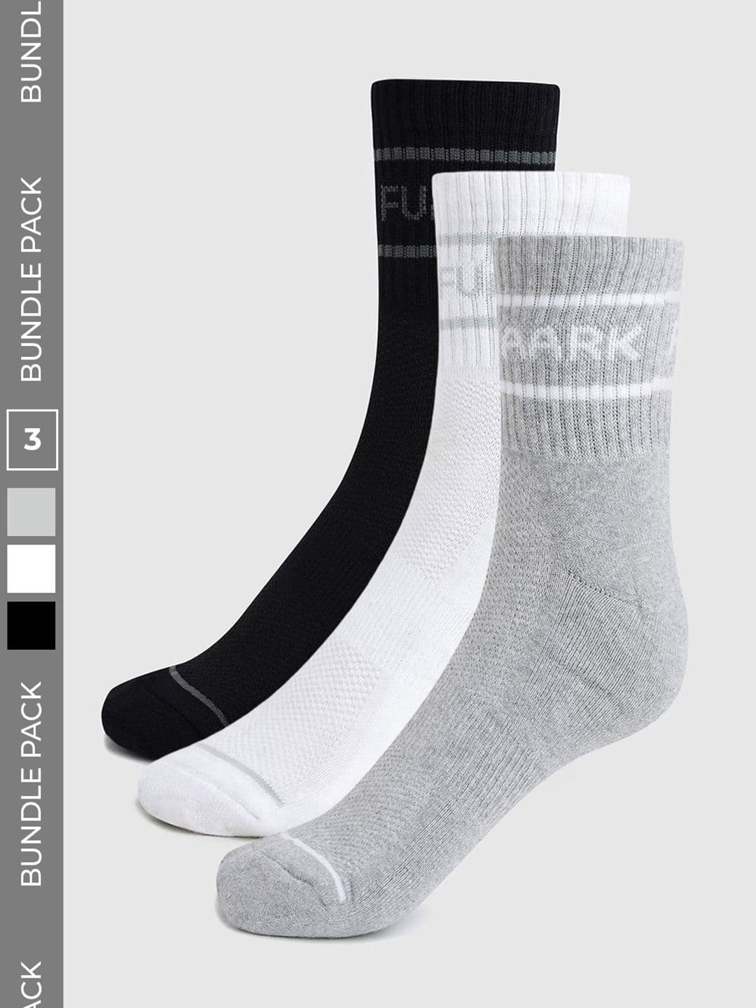 FUAARK Men Pack of 3 Cotton Blend Patterned Calf Length Socks - view 1