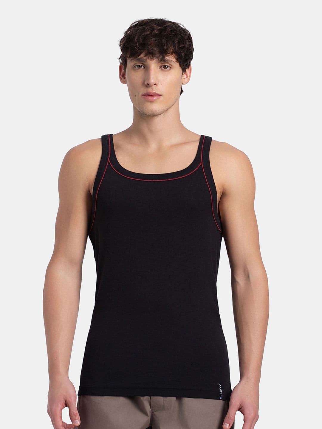 Jockey Combed Cotton Rib Square Neck Gym Vest with Graphic Print-US54 - view 1