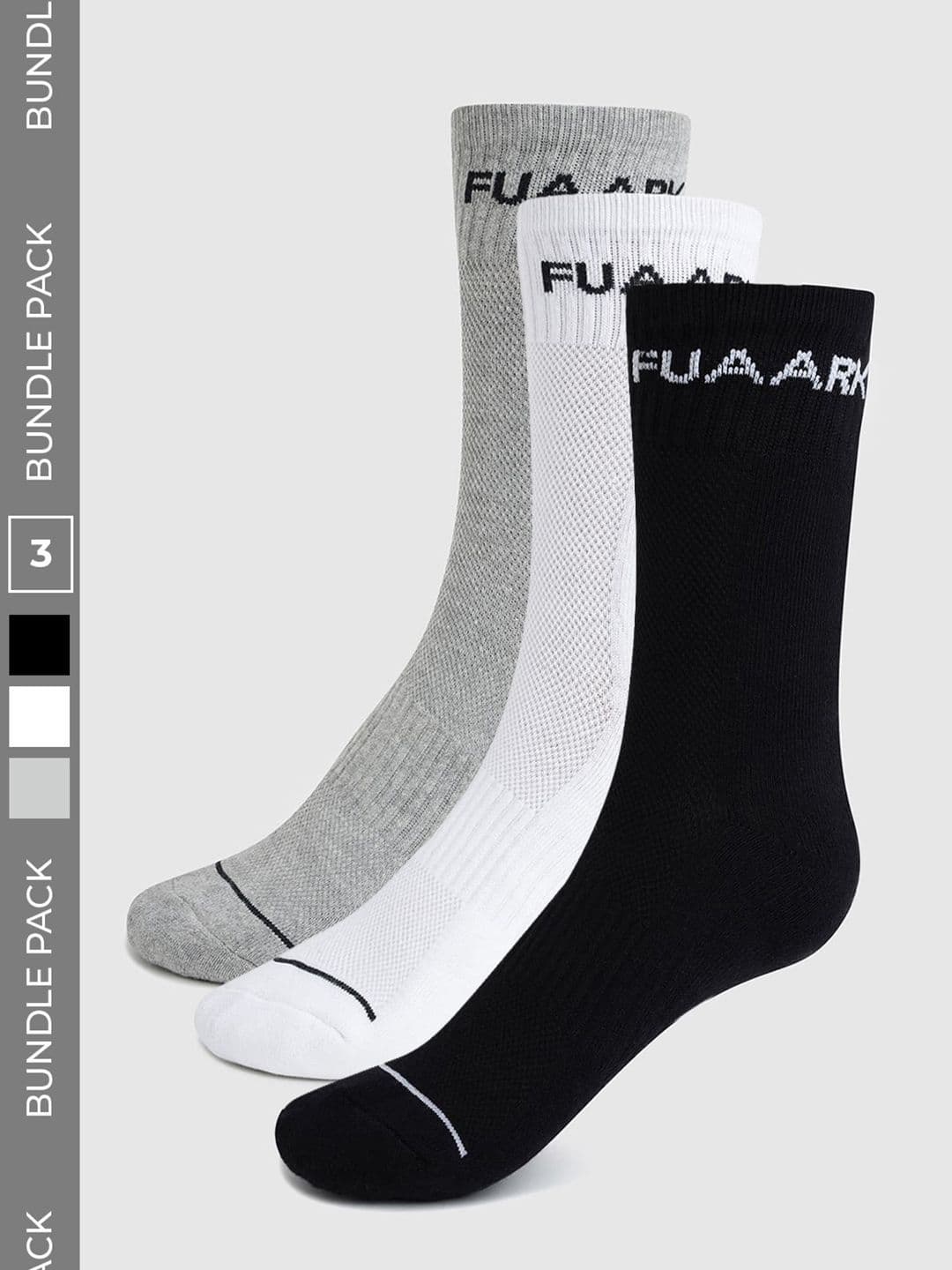 FUAARK Men Pack of 3 Cotton Blend Colourblocked Calf Length Socks - view 1