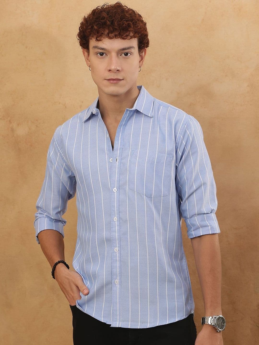 The Roadster Lifestyle Co Striped Pure Cotton Spread Collar Casual Shirt - view 1