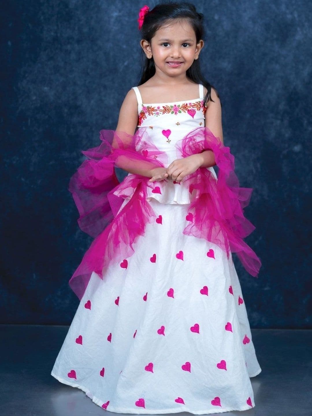Mini Maana Girls Embroidered Thread Work Ready to Wear Lehenga & Blouse With Dupatta - view 1