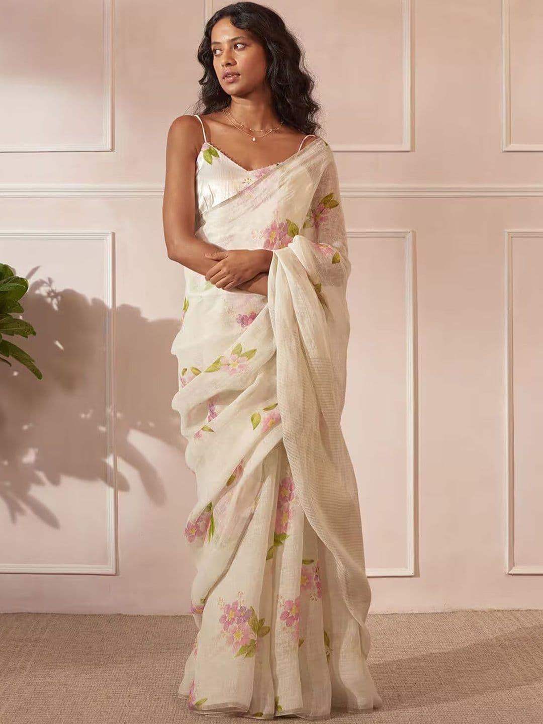 ALPENIKA Floral Pure Cotton Saree - view 1