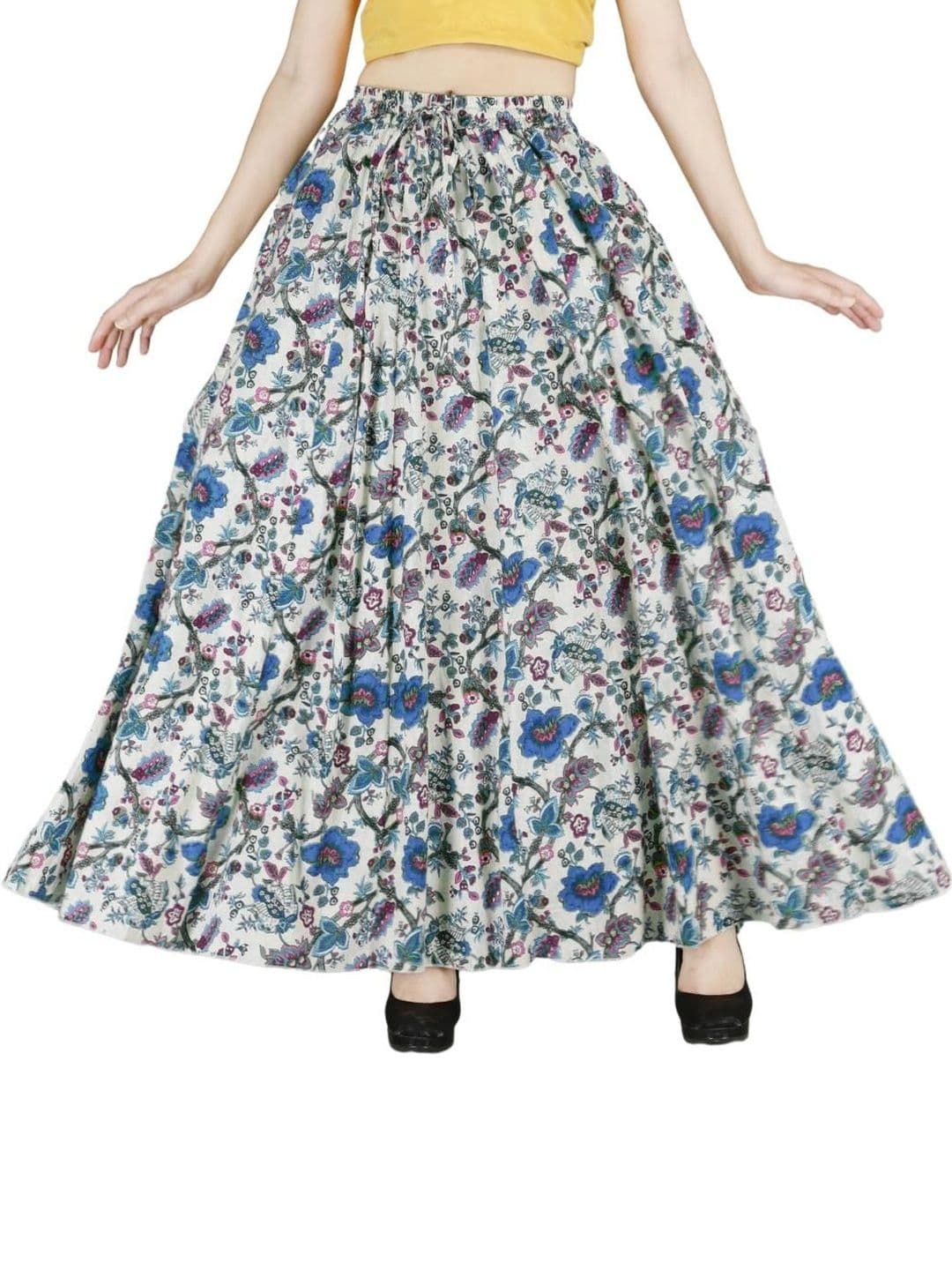 Sttoffa Women Pure Cotton Cotton Cambric Floral Maxi Flared Skirt - view 1